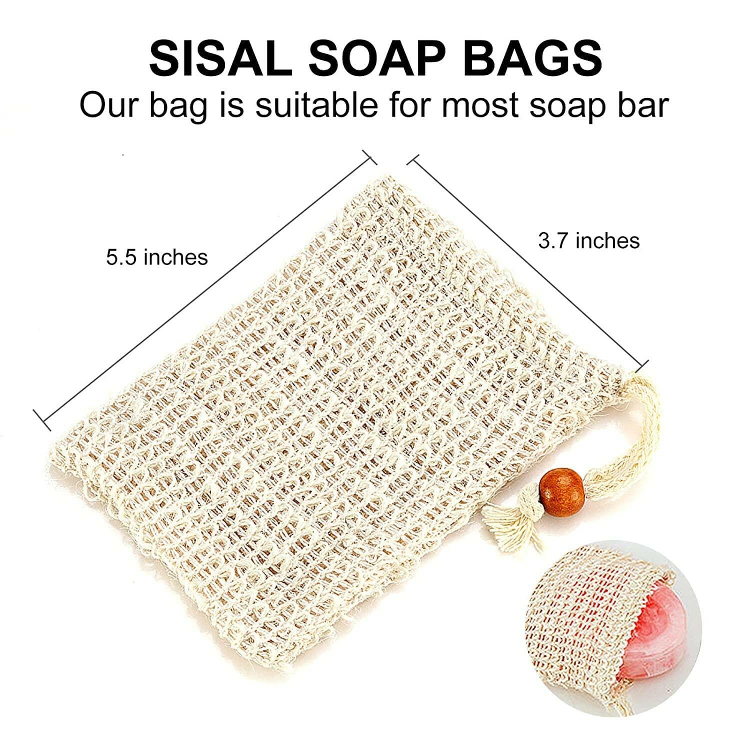 8 Pack Soap Bag Natural Sisal Soap Saver Bag Pouch Mesh Waste Exfoliating