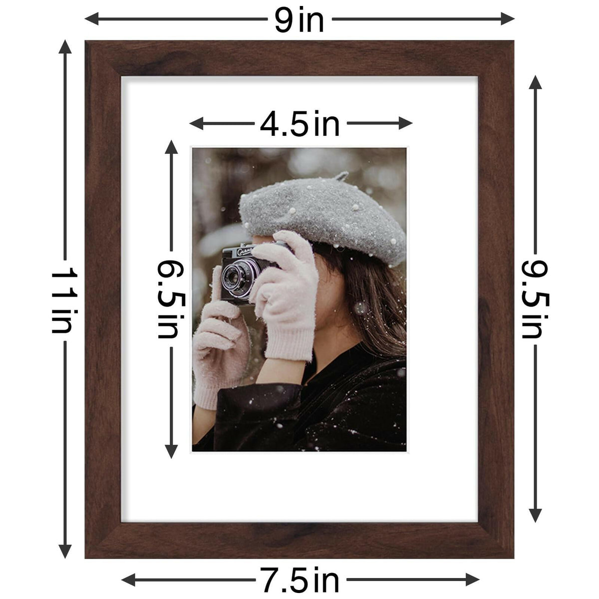 Vittanly 8x10 Picture Frames Set of 9, Shatter Resistant Plexiglass, Display 5x7