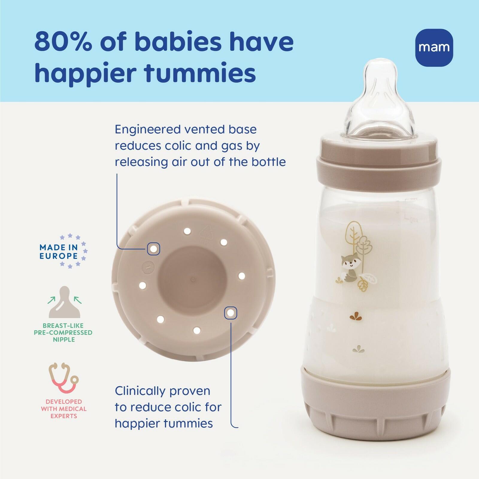 MAM 4.5oz Easy Start Anti-Colic Wide Neck Vented Baby Bottle, Extra Slow Flow