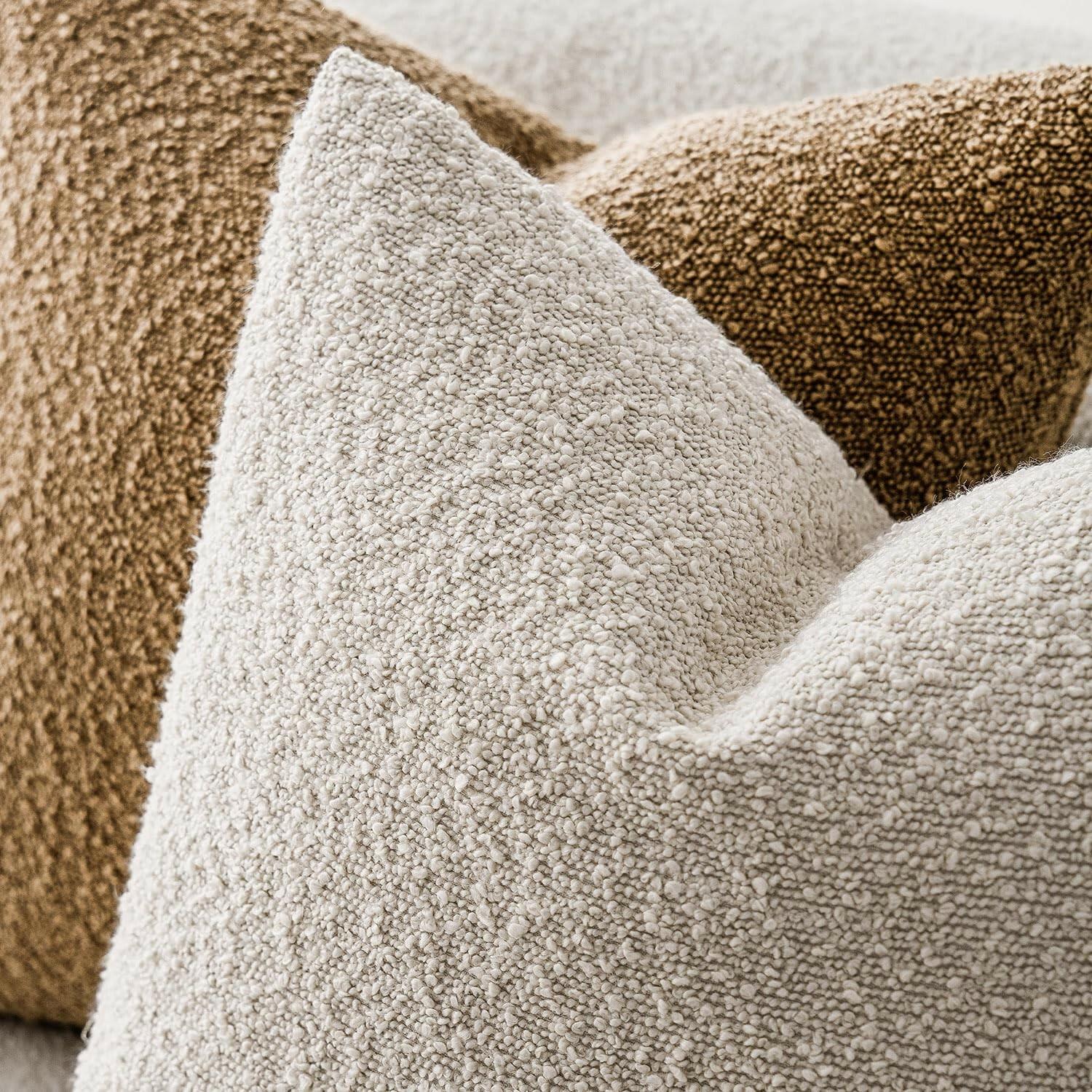 Foindtower 24 x 24 Inch Decorative Textured Boucle Throw Pillow Covers Accent