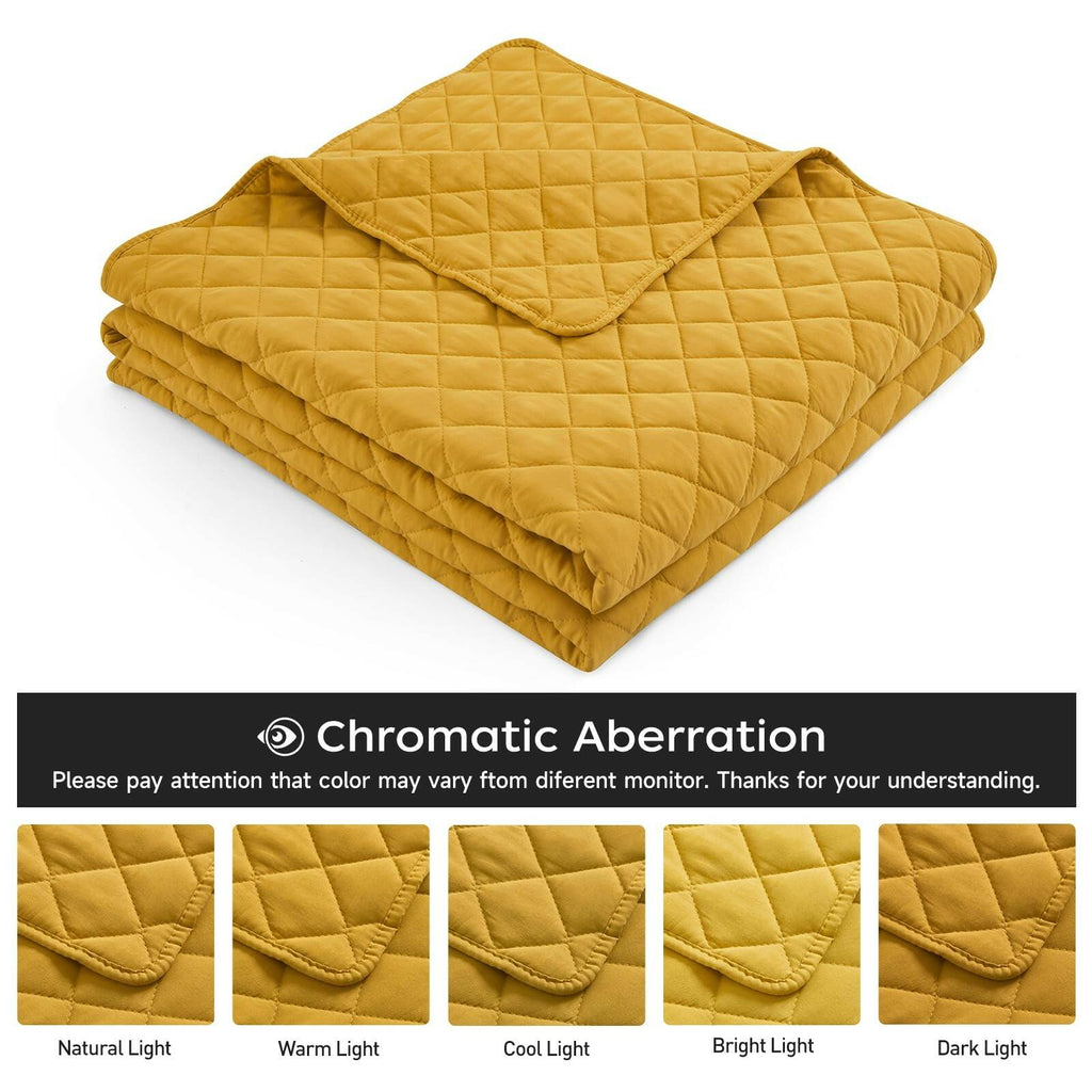 Safonory Mustard Yellow Quilt Full/Queen Size - Summer Soft Lightweight