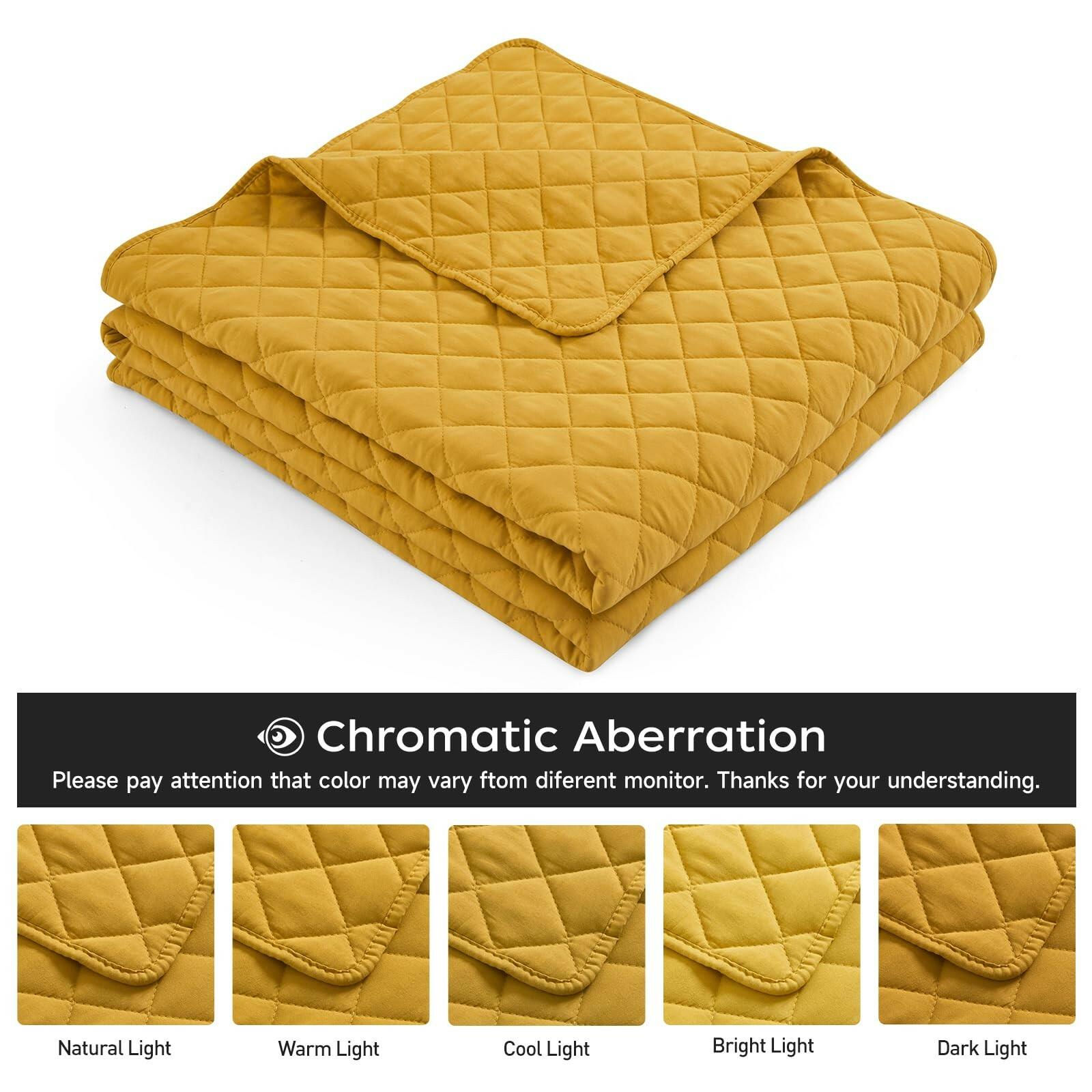 Safonory Mustard Yellow Quilt Full/Queen Size - Summer Soft Lightweight