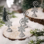 Rtteri 16 Pcs Christmas Picture Display 2 Inch Snowflake Christmas Place Card