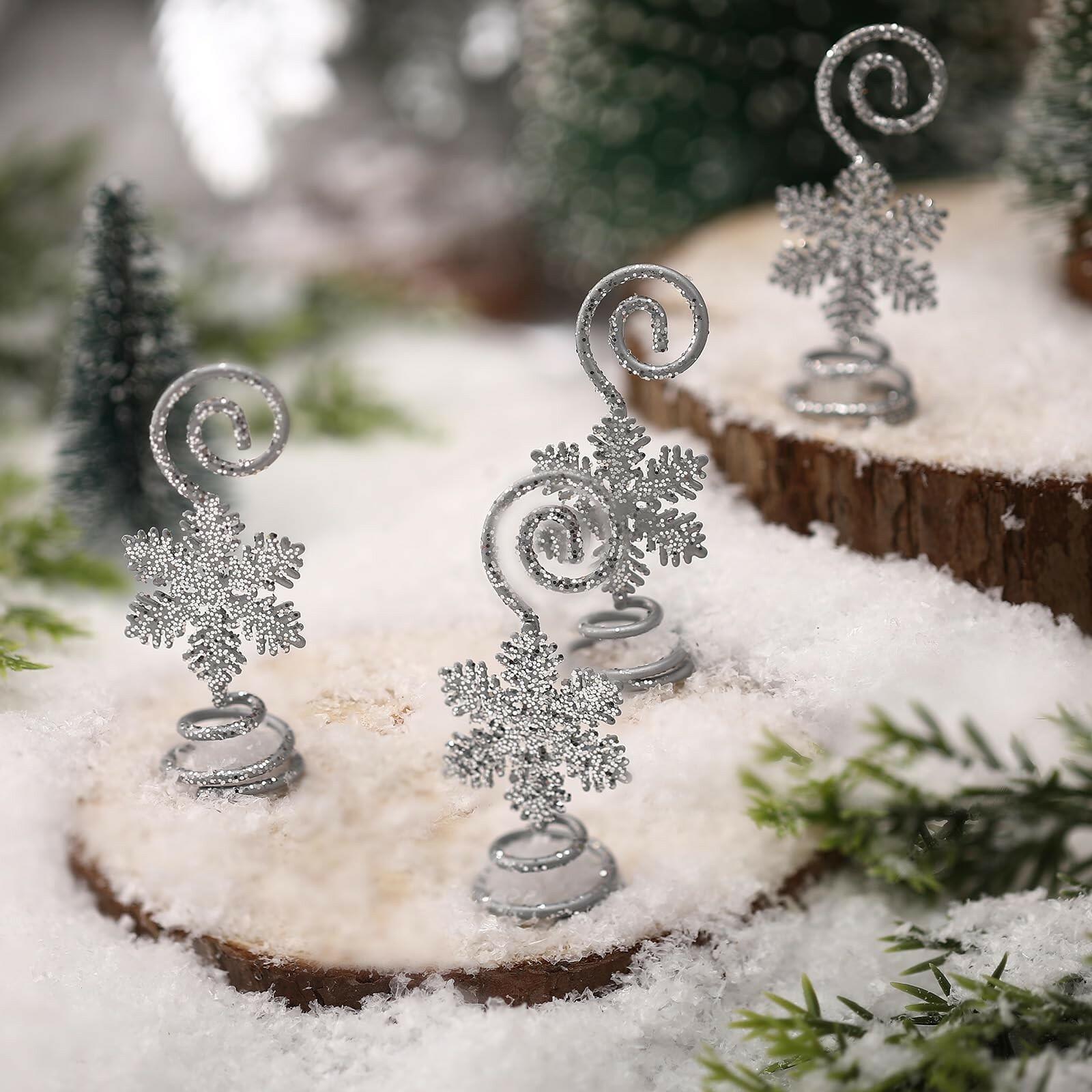 Rtteri 16 Pcs Christmas Picture Display 2 Inch Snowflake Christmas Place Card
