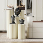 3 Pack Portable White Cylinder Stands for Party, 31.5", 23.6", 15.7" Height