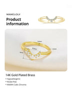 Mameloly Wedding Bands for Women Pear & Round Shaped CZ 14K Gold Plated Cubic