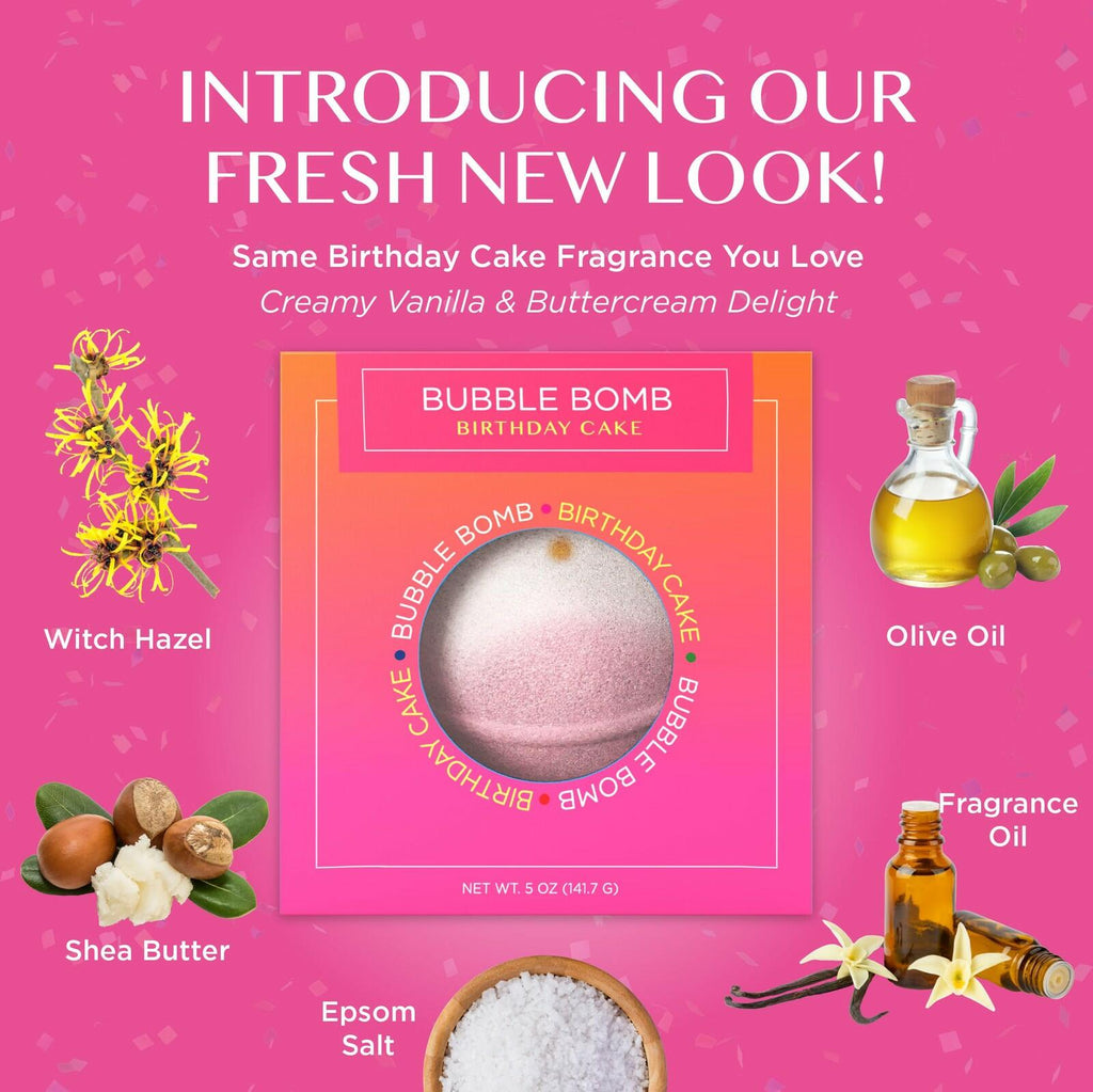 Birthday Cake Bath Bombs for Women Girls & Kids - Relaxing Pink Bubble Bath Bomb