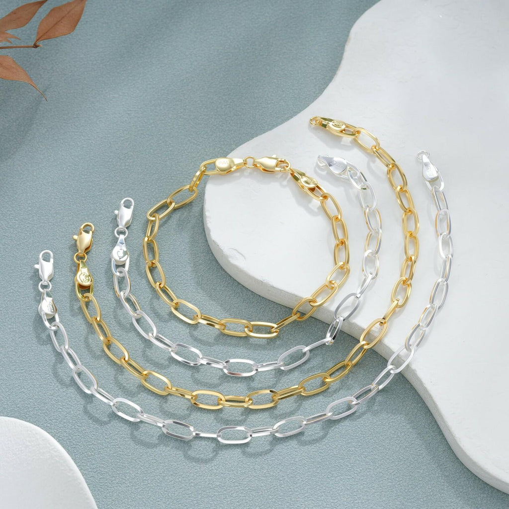 Treasure Bender S925 Sterling Silver Paperclip Chain Bracelets for Women -