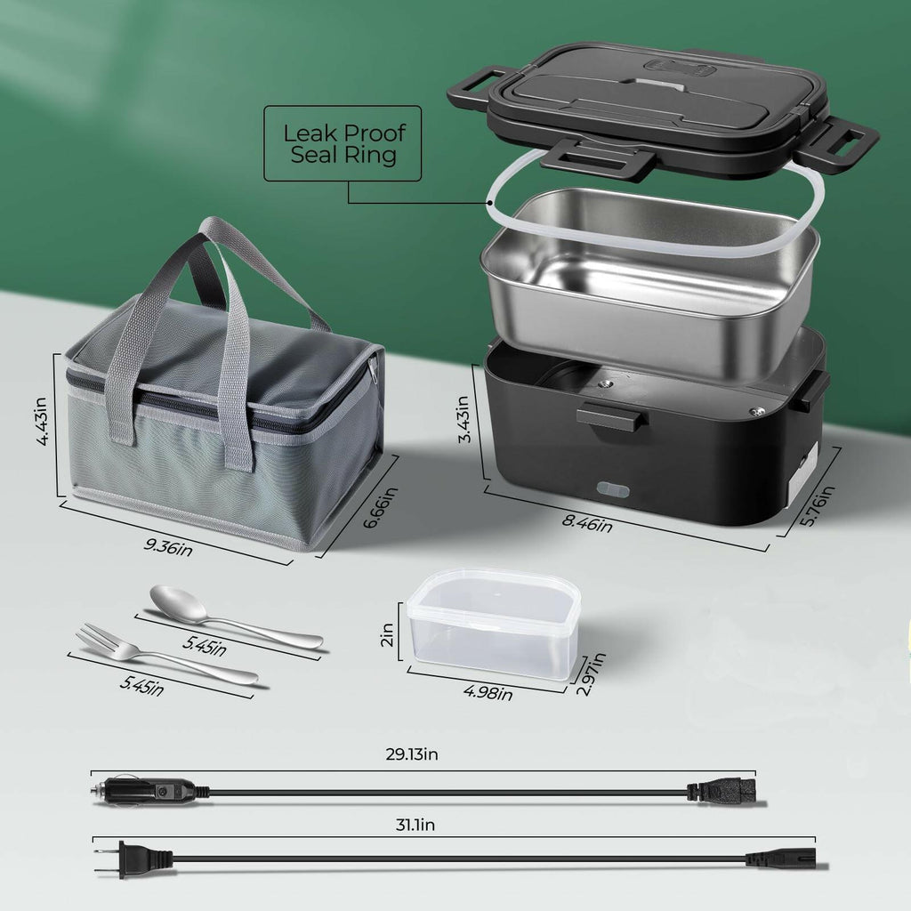 Vidaskeci Electric Lunch Box for Adultss 100W 1.8L Portable Heated Lunch Box for
