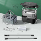 Vidaskeci Electric Lunch Box for Adultss 100W 1.8L Portable Heated Lunch Box for