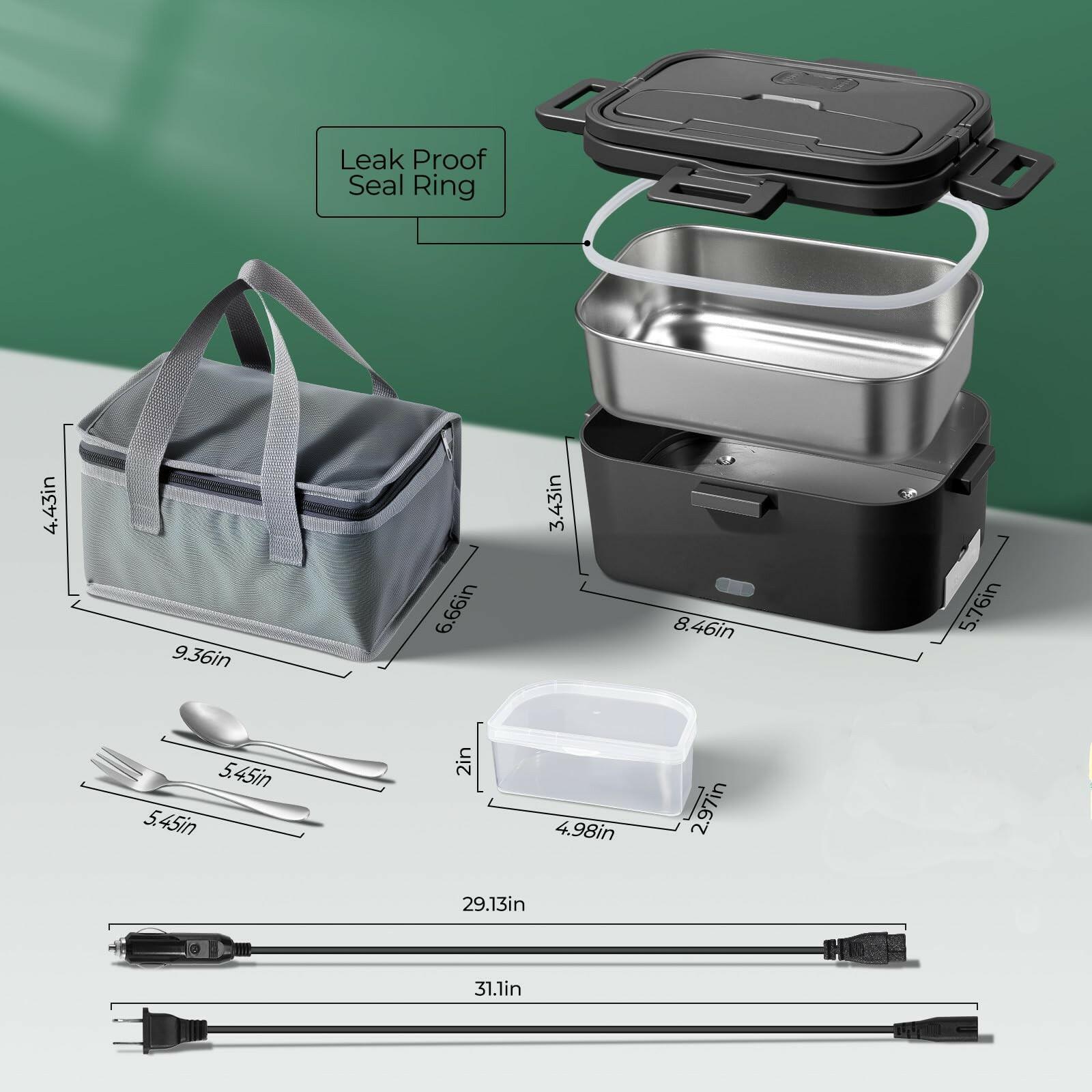 Vidaskeci Electric Lunch Box for Adultss 100W 1.8L Portable Heated Lunch Box for
