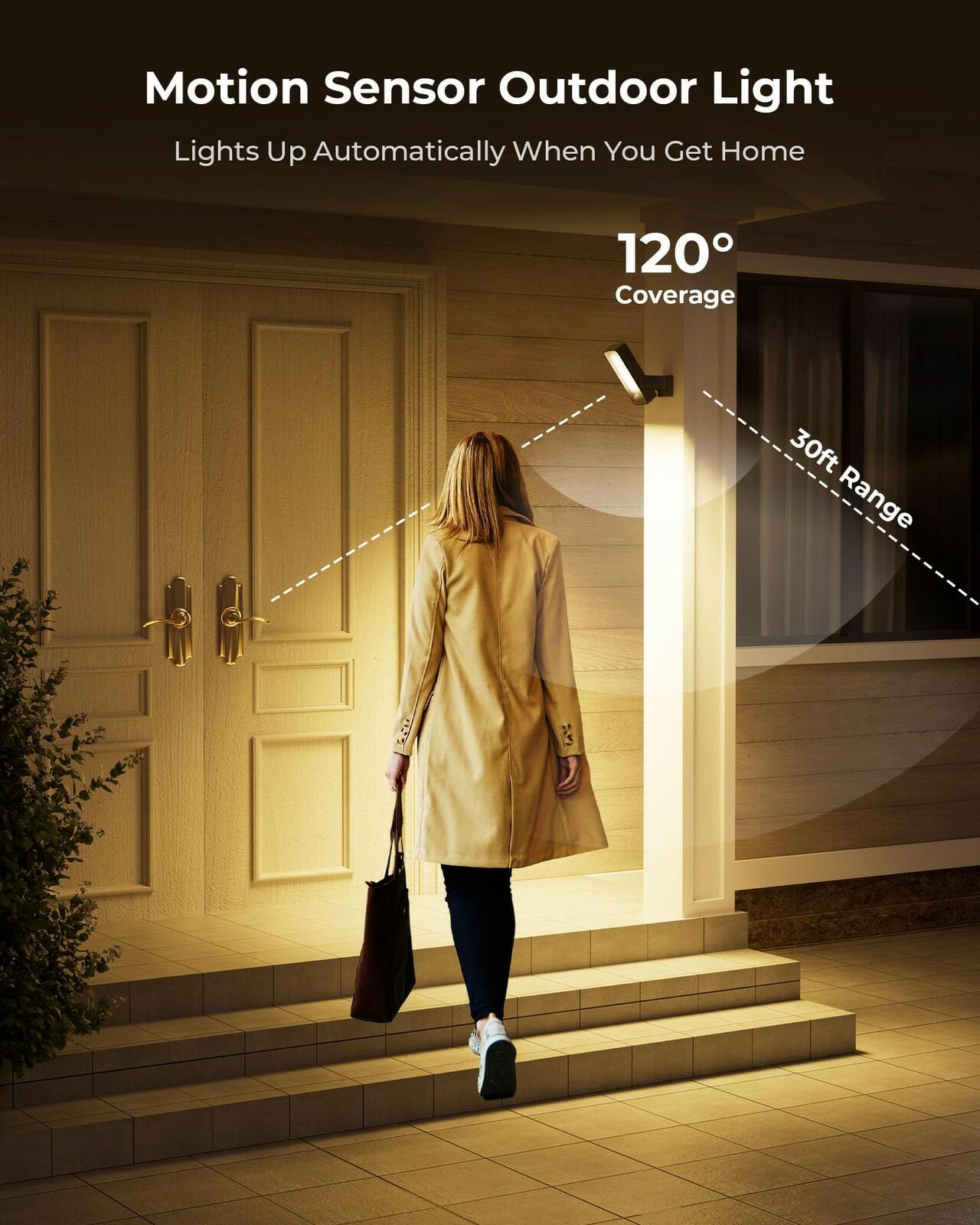 PopoIron Motion Sensor Outdoor Light, 10000mAh Rechargeable 600 Lumen Battery