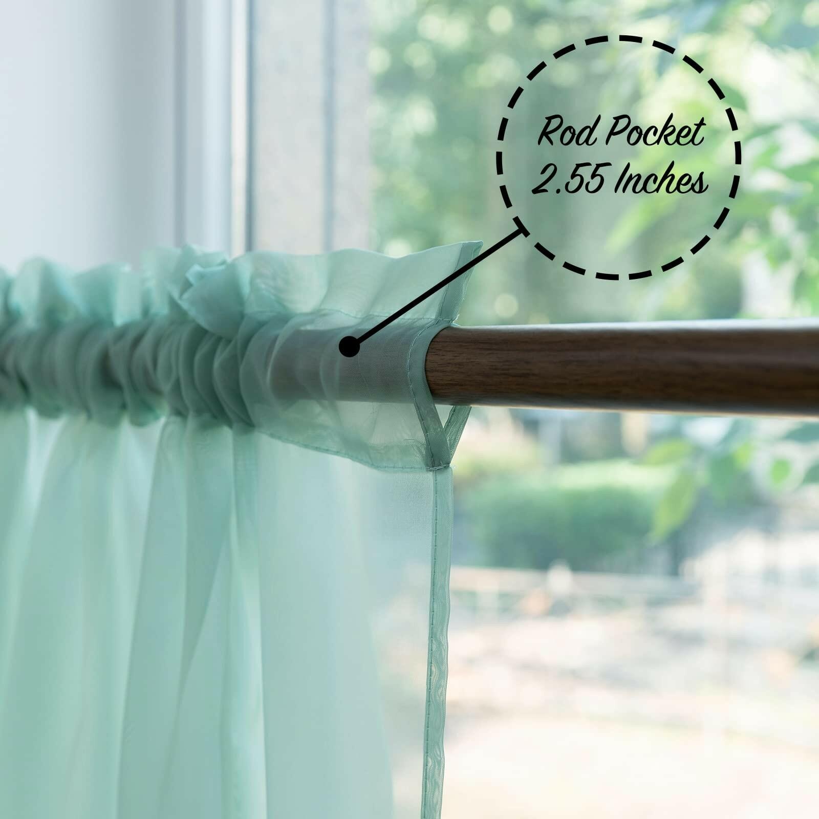 PearAge Beaded Sheer Valance Curtains for Living Room,Rod Pocket Farmhouse