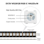 SEZO WS2812B LED Strip Light 3.3FT/1M 144LEDs/m Individually Addressable