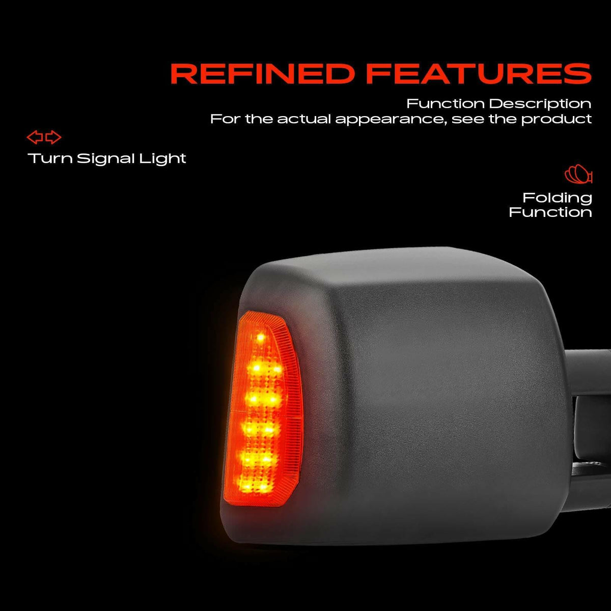 A-Premium 2 Pack Towing Mirrors Power Glass