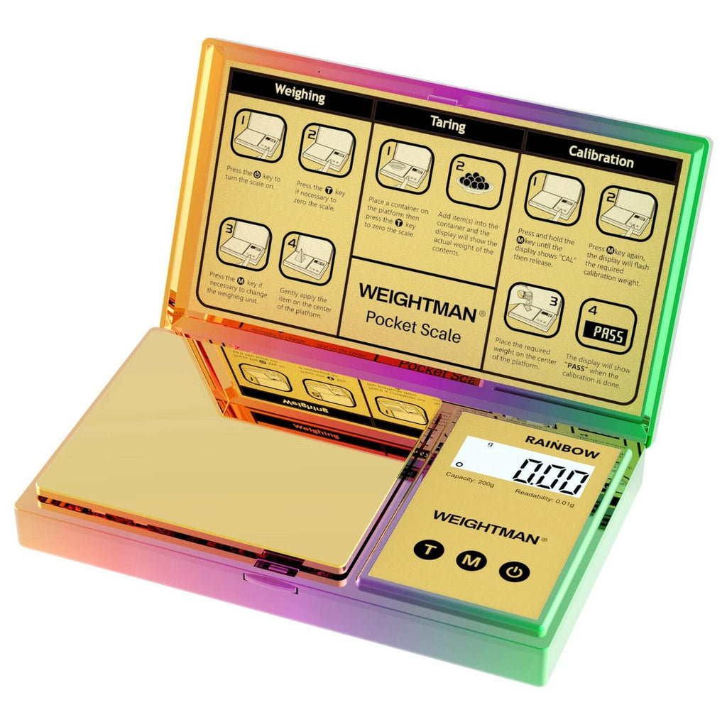 WEIGHTMAN Shiny Digital Gram Scale 200g x 0.01, Chrome Rainbow Mini Scale for