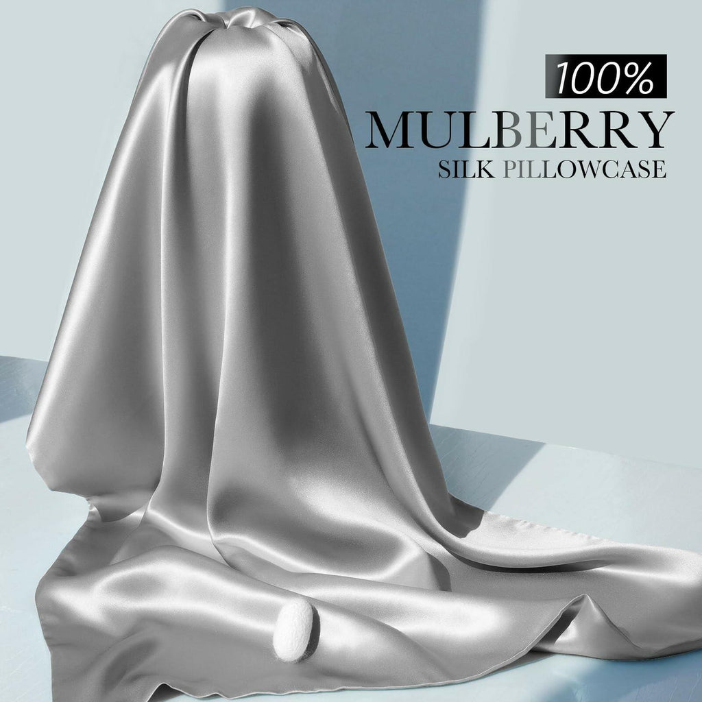 2 Pack 100% Mulberry Silk Pillowcase for Hair and Skin, 22 Momme Pure Natural