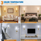 Set of 2 NIORSUN Battery Operated Wall Sconce,Gold Rechargeable Wall Lights with