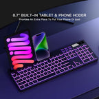 Soueto Wireless Keyboard with 7-Color RGB Backlit, Full-Size Computer Keyboard