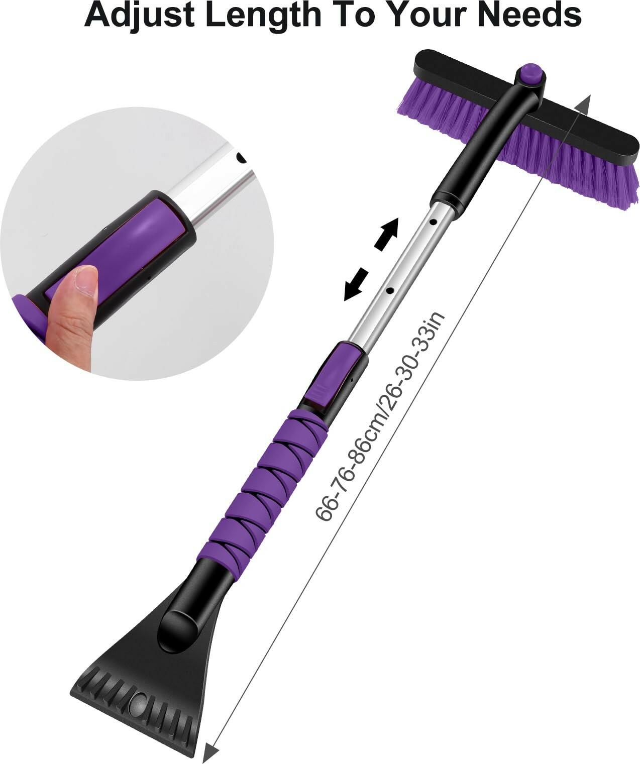 Odoland 2 Pack 33" Extendable Snow Brush with Detachable Ice Scraper for Car