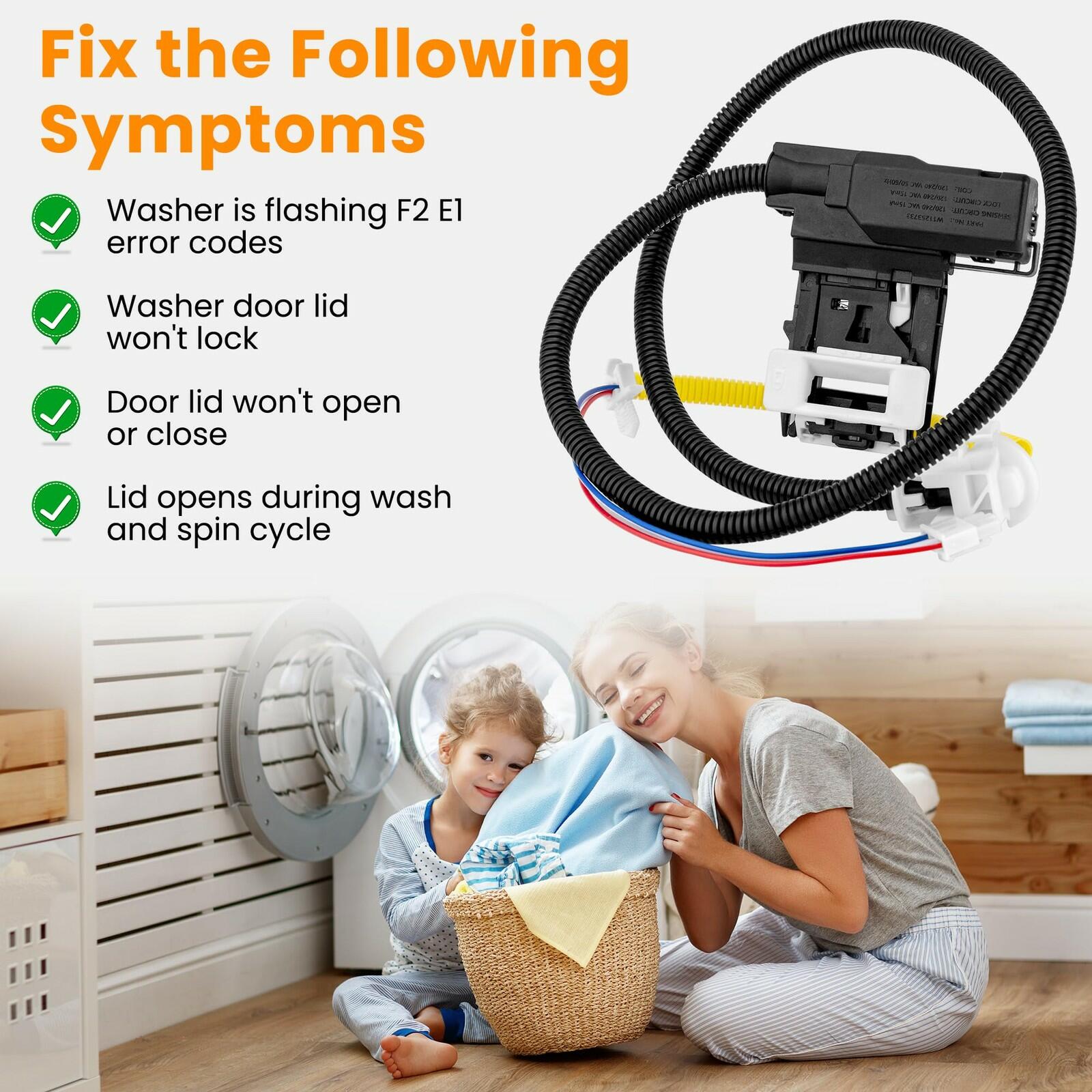 2026 Upgrade W11307244 W10682535 W11253733 Washer Lid Lock Switch Replacement