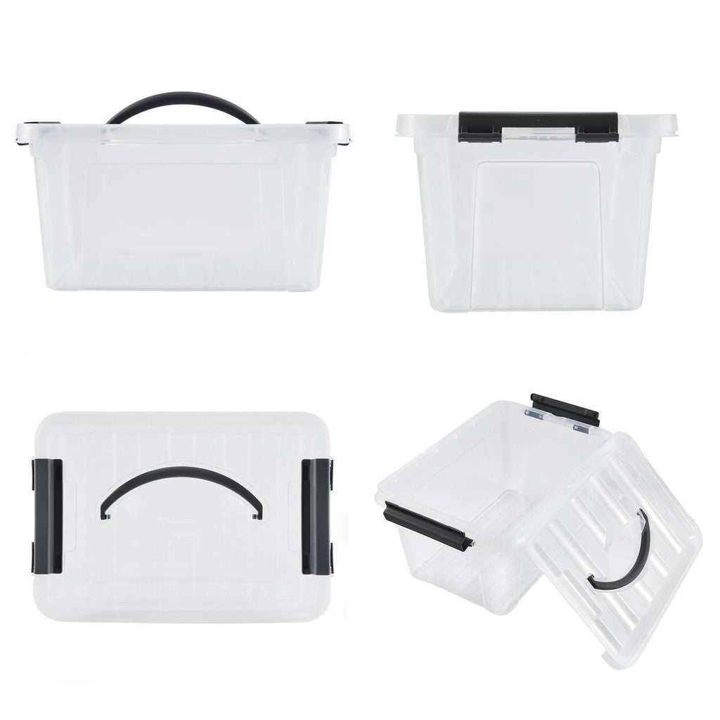 Eslite 6 Quart Plastic Stackable Storage Latch Bins,Clear Latching Box with