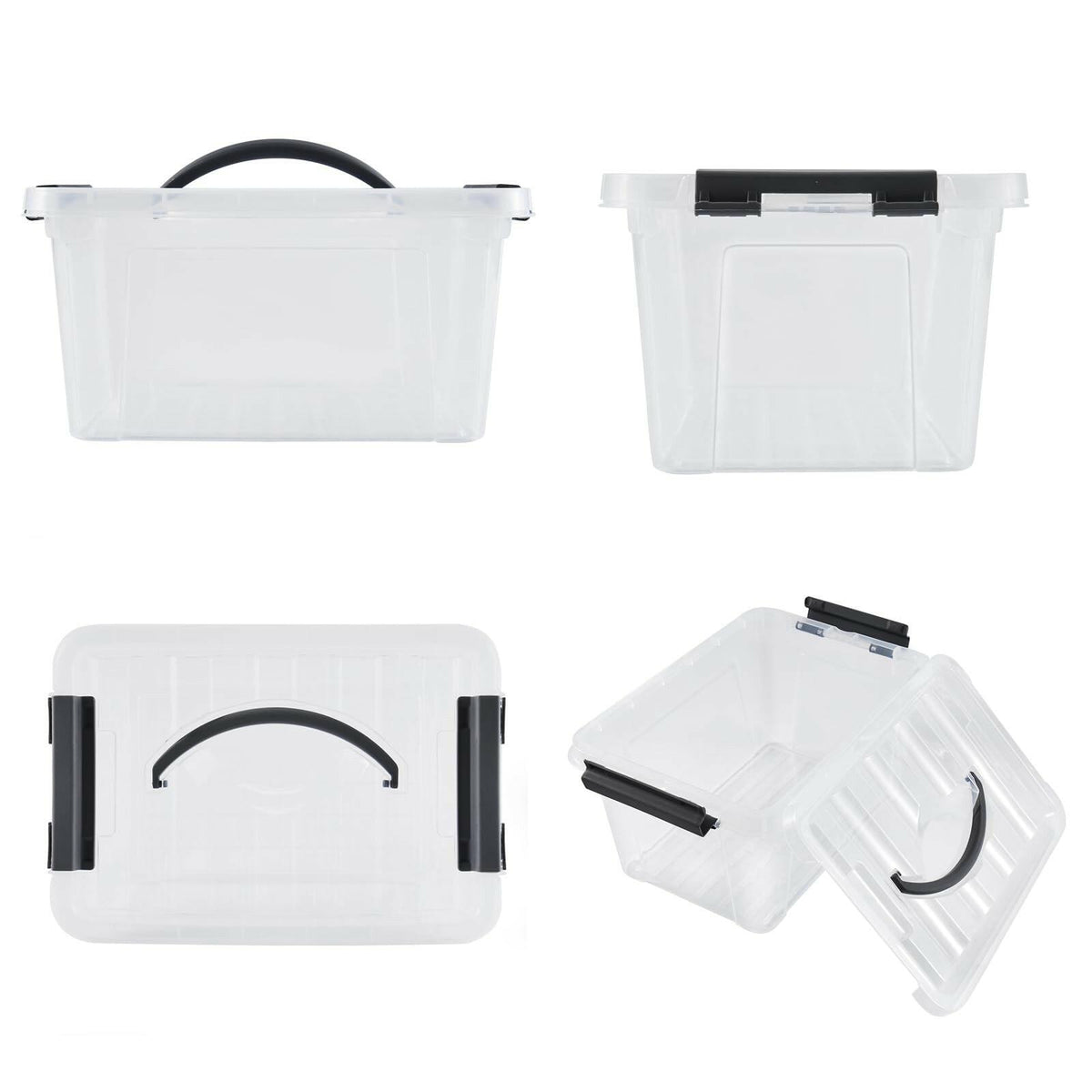 Eslite 6 Quart Plastic Stackable Storage Latch Bins,Clear Latching Box with