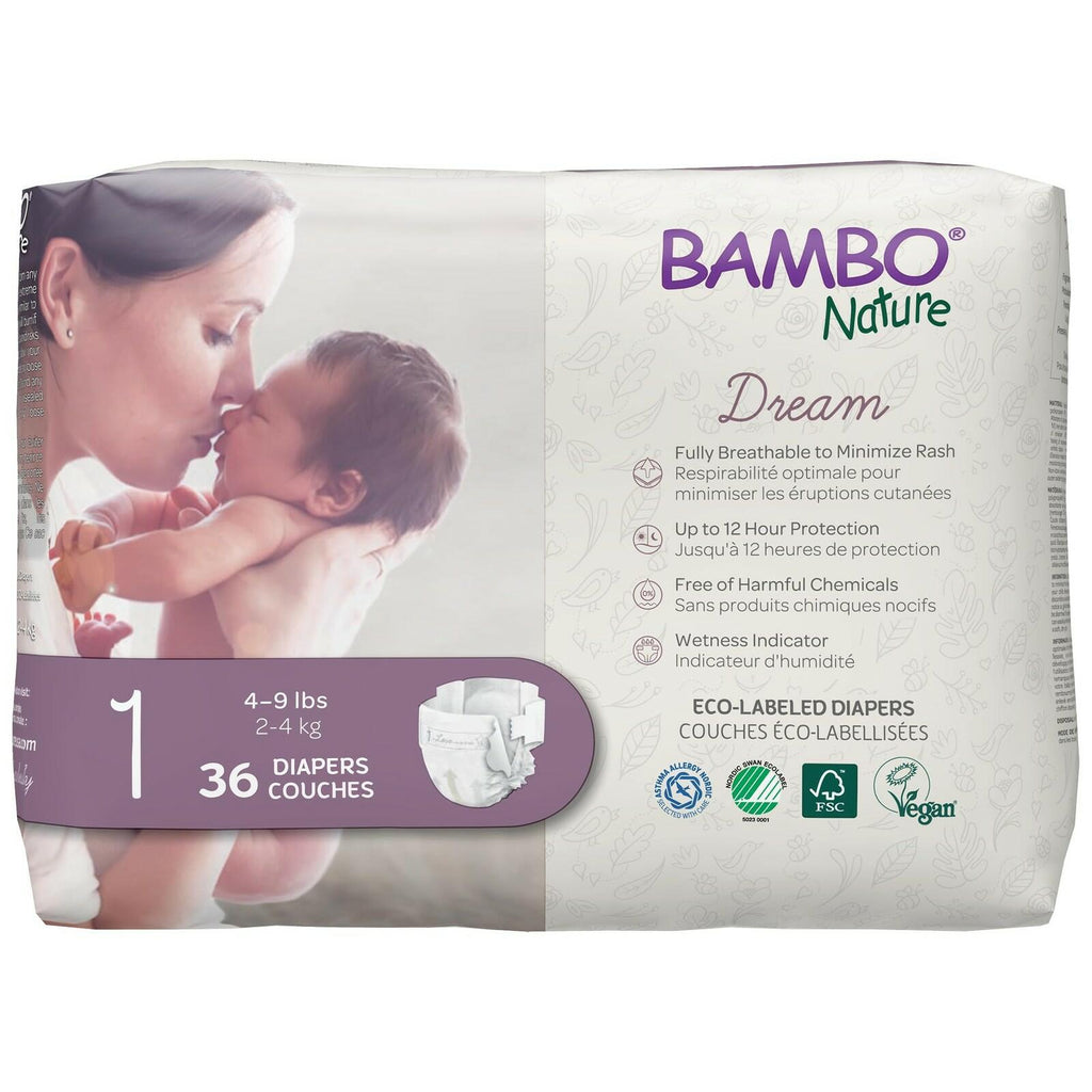 72 Count Bambo Nature Hypoallergenic Baby Diapers, Eco-Labelled Sustainable