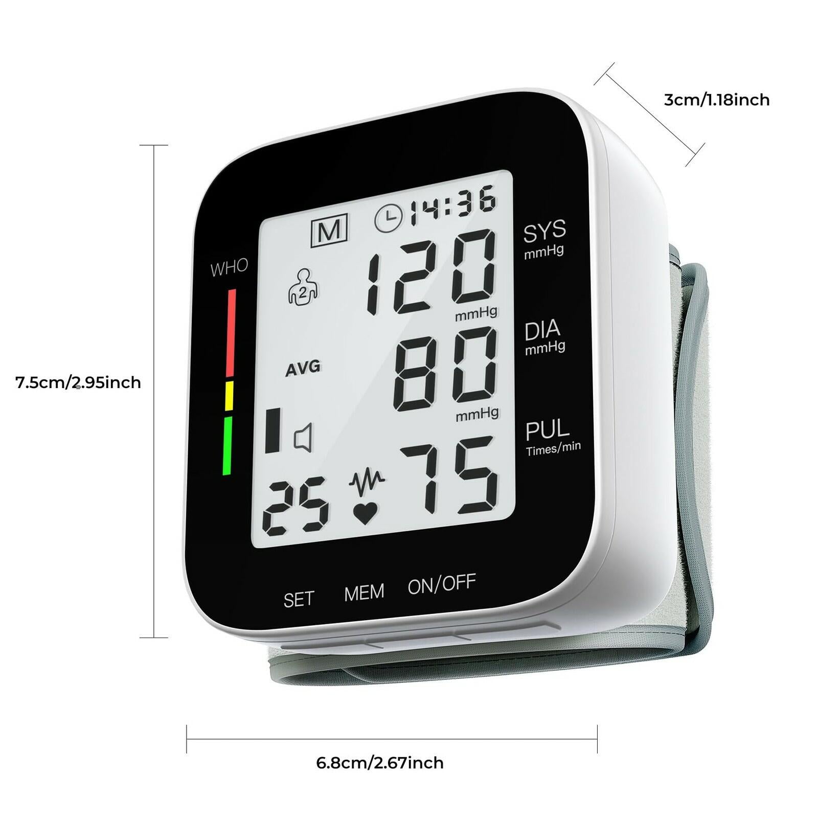 MMIZOO Wrist Blood Pressure Monitor Bp Monitor Large LCD Display Blood Pressure