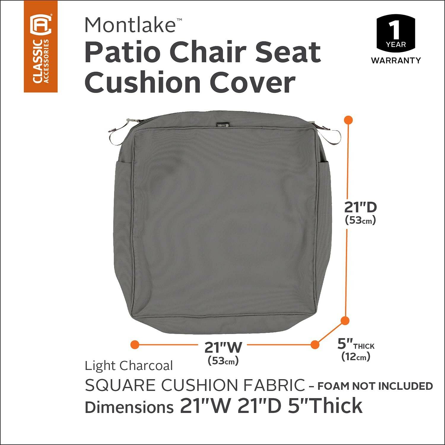 Classic Accessories Montlake Water-Resistant 21 x 21 x 5 Inch Square Outdoor.