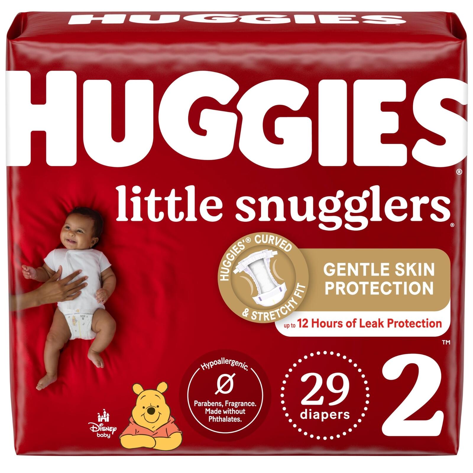 29 Ct Huggies Size 2 Diapers, Little Snugglers Baby Diapers, Size 2 (12-18 lbs)