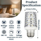 2 PACK E26 LED Bulbs,Modern Craft Crystal lamp,6000K Daylight White 18W LED