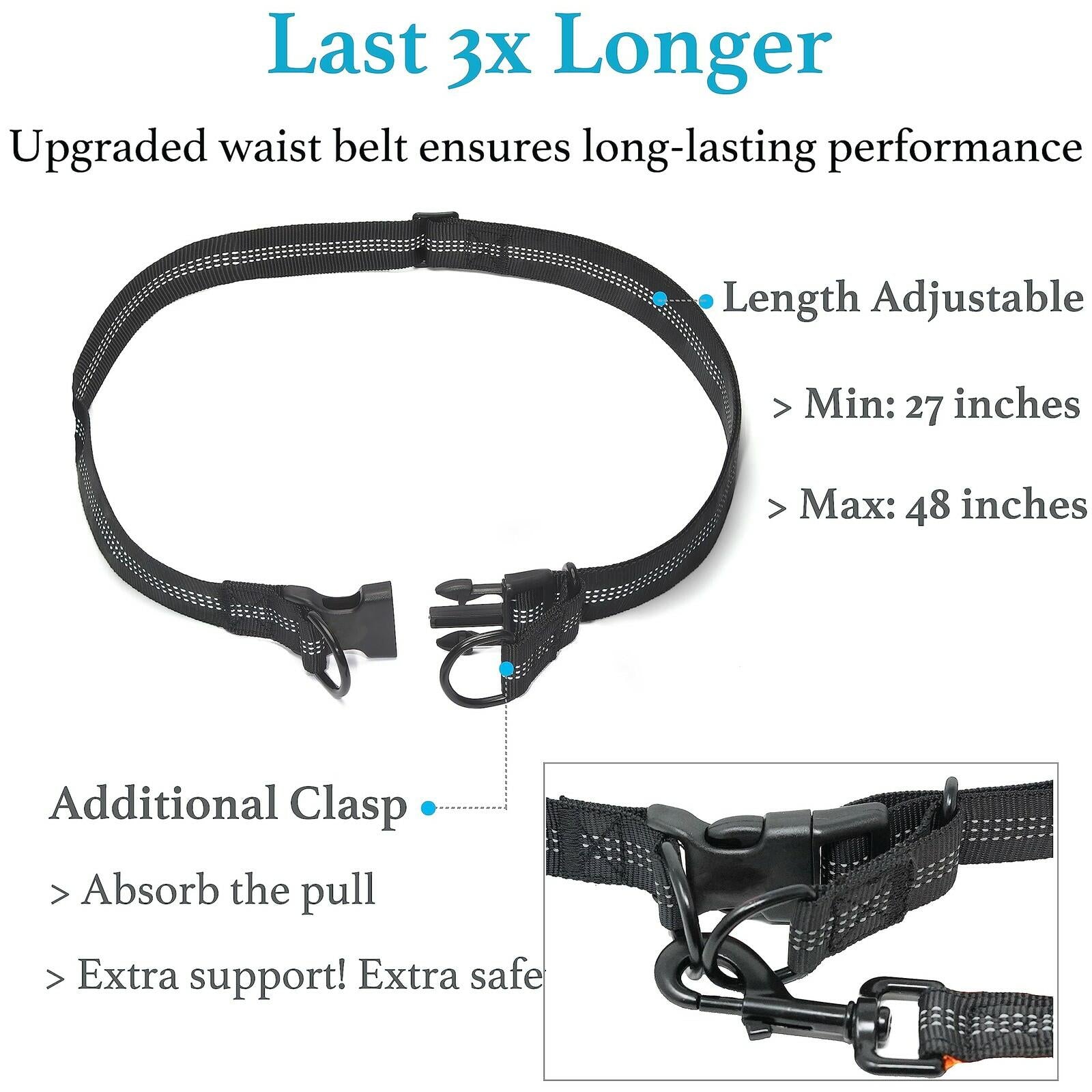 iYoShop Retractable Hands Free Dog Leash - Dual Handle Bungee Waist Leash for