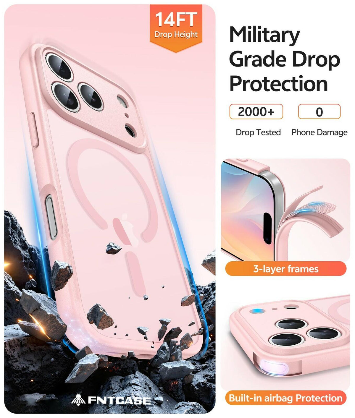 FNTCASE for iPhone 17 Pro-Max Case: [Compatible with Magsafe] Translucent Matte