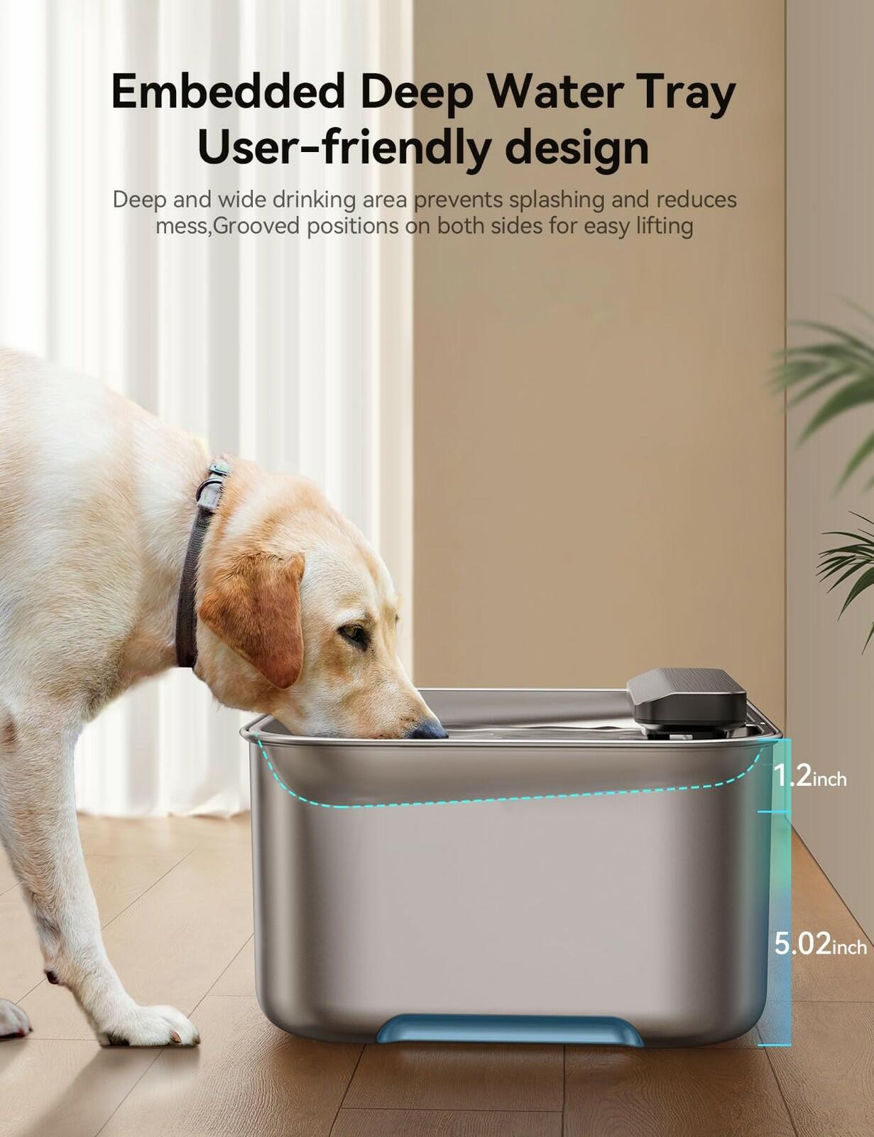 FEELNEEDY 3 Gal Stainless Steel Dog Water Fountain for Large Dog, Pet Water