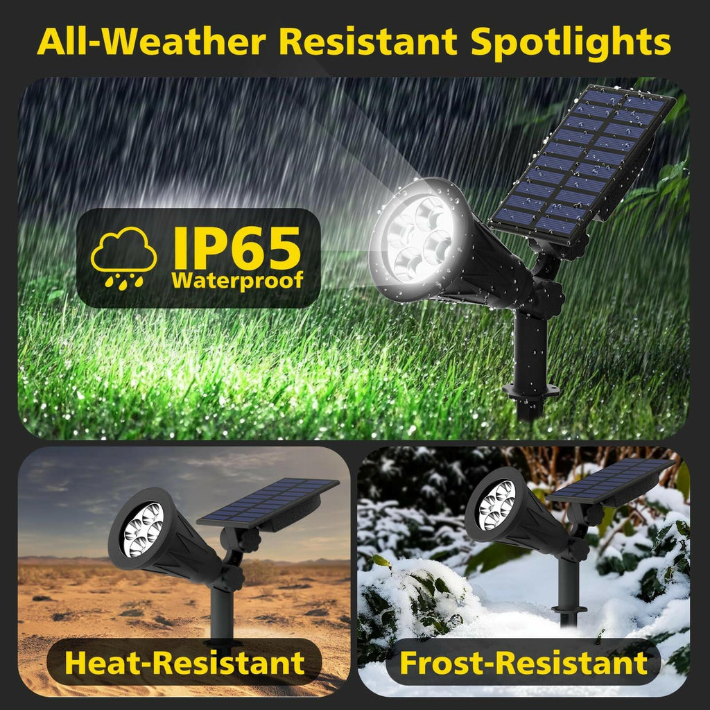 2 PACK T-SUN Solar Spotlights Outdoor, White LED Landscape Lights, Waterproof