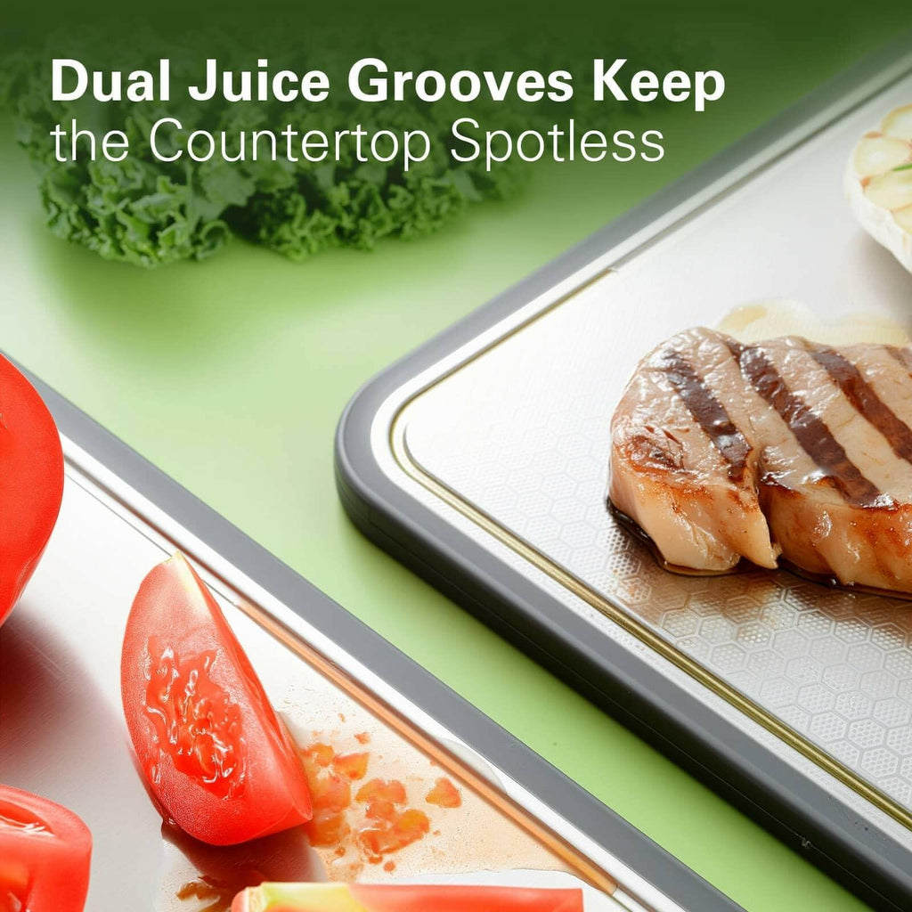 Stainless Steel Cutting Board 16''×11'', Double Sided 304 Steel Cutting Board