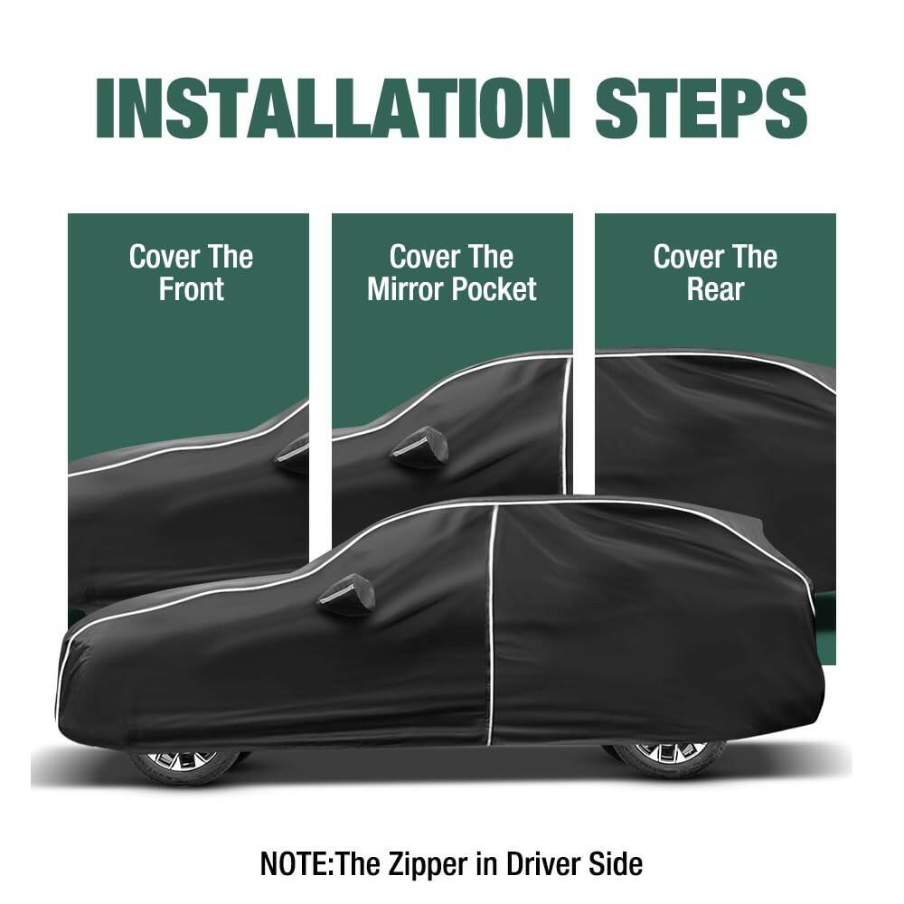 Fluorescent Strip Design 6 Layers Waterproof Car Cover Compatible for Mercedes