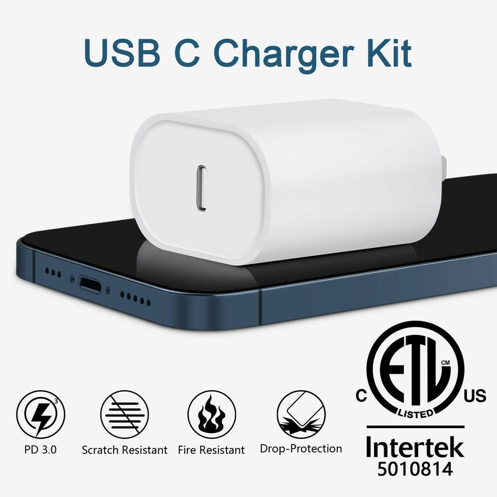 2 PACK CXX i Phone Charger Fast Charging, MFi Certified, 20W USB C Block with