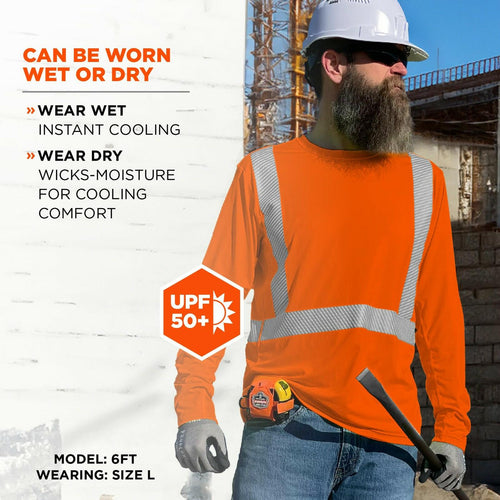 Large Ergodyne Chill-Its 6688 Hi Vis Reflective Shirt, Class 2, Cooling Sun