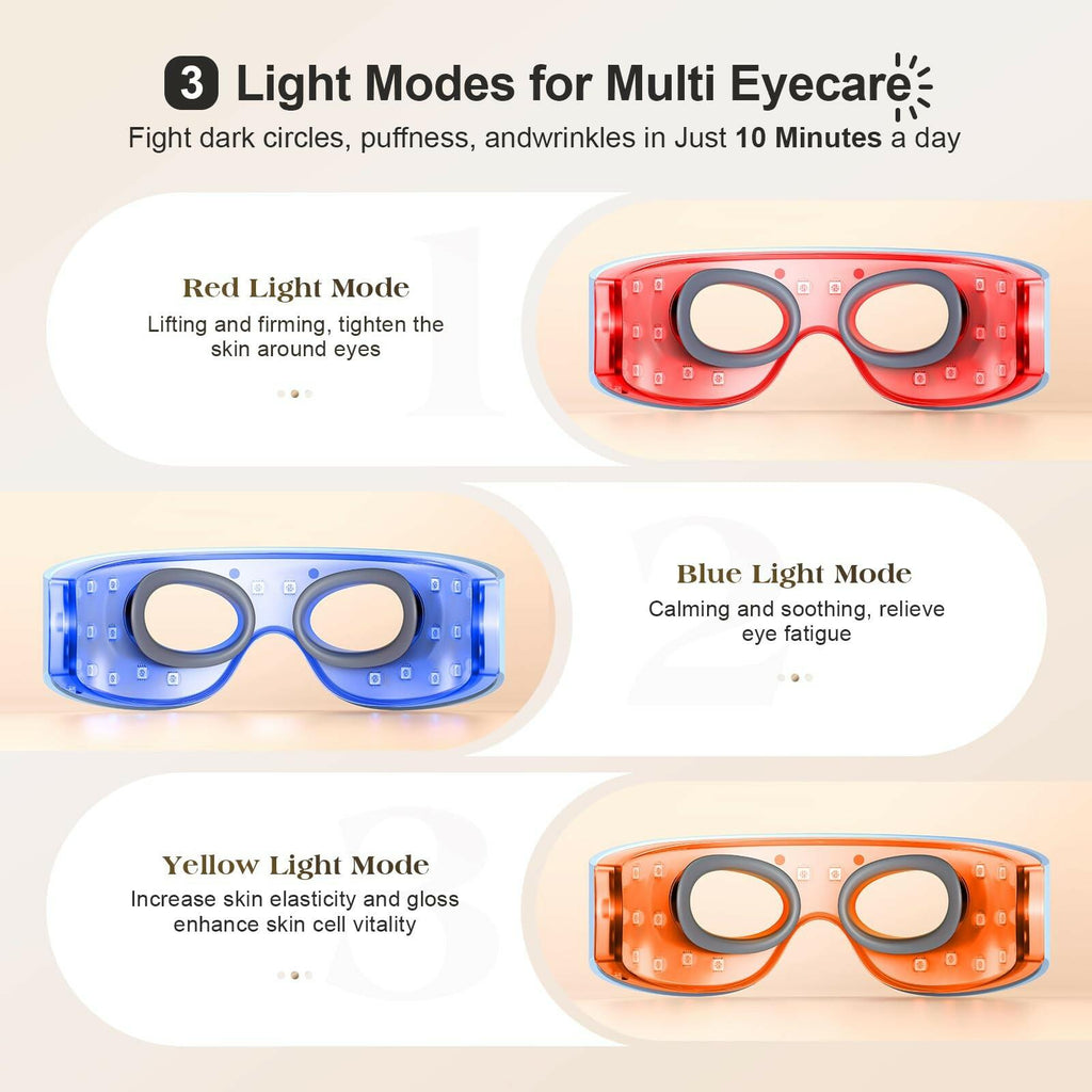 Pedete Red Light Therapy for Eyes, 3 Modes Under-Eye Red Light Eye Mask, Eye