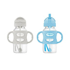 Dr. Brown's Milestones Wide-Neck Sippy Straw Bottle with 100% Silicone Handles