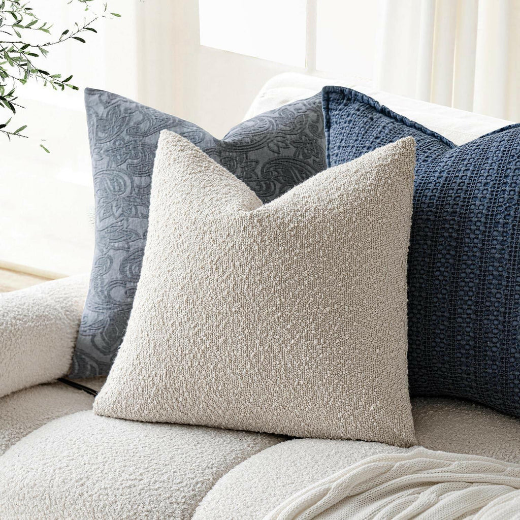 Foindtower 24 x 24 Inch Decorative Textured Boucle Throw Pillow Covers Accent