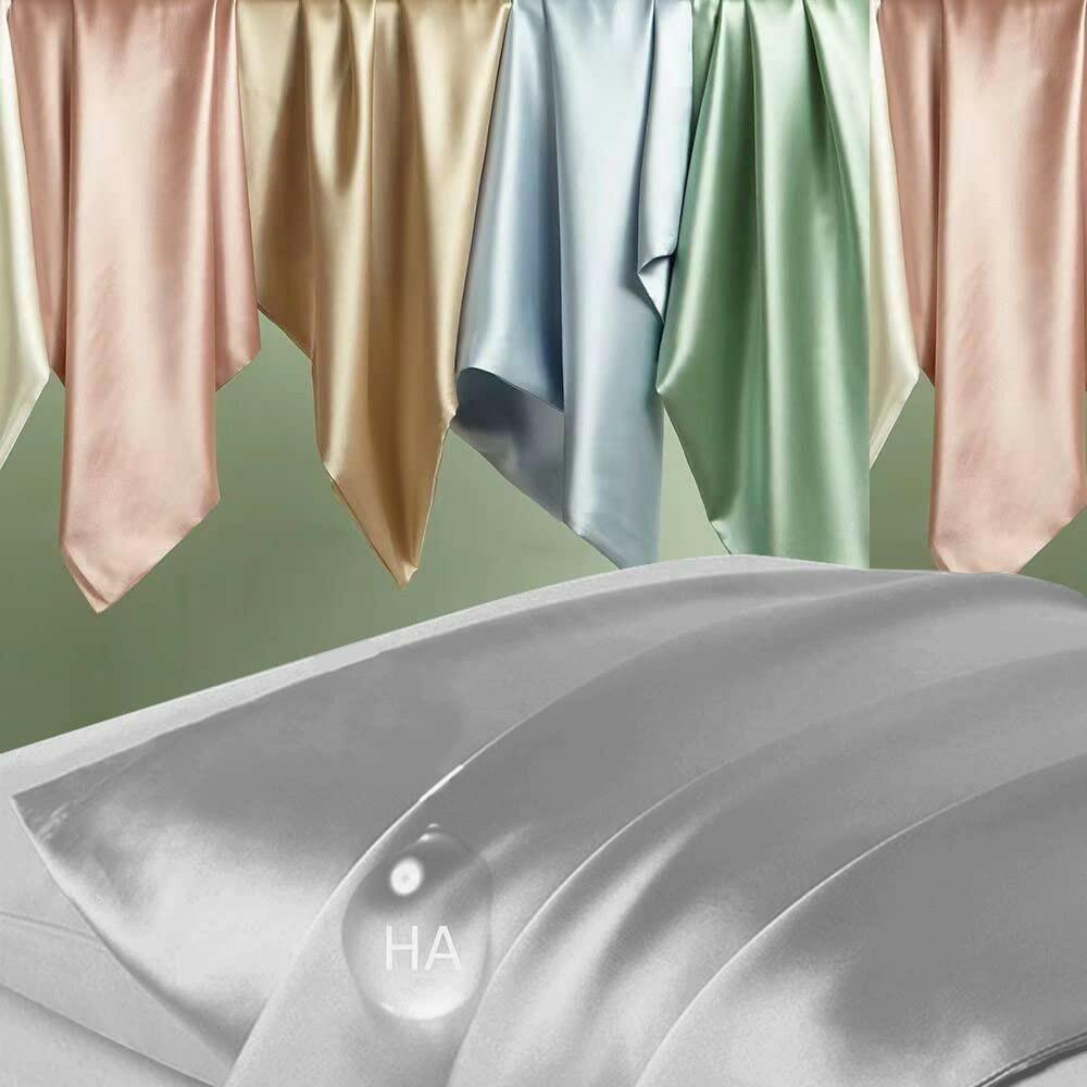 Silk Pillowcase 2 Pack, Mulberry Silk Pillow Cases Queen Size Set of 2, Anti