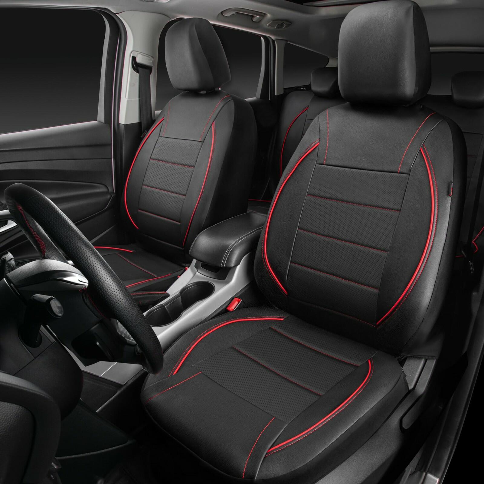 Black and Red CAR PASS Universal FIT Piping Leather Car Seat Cover, for