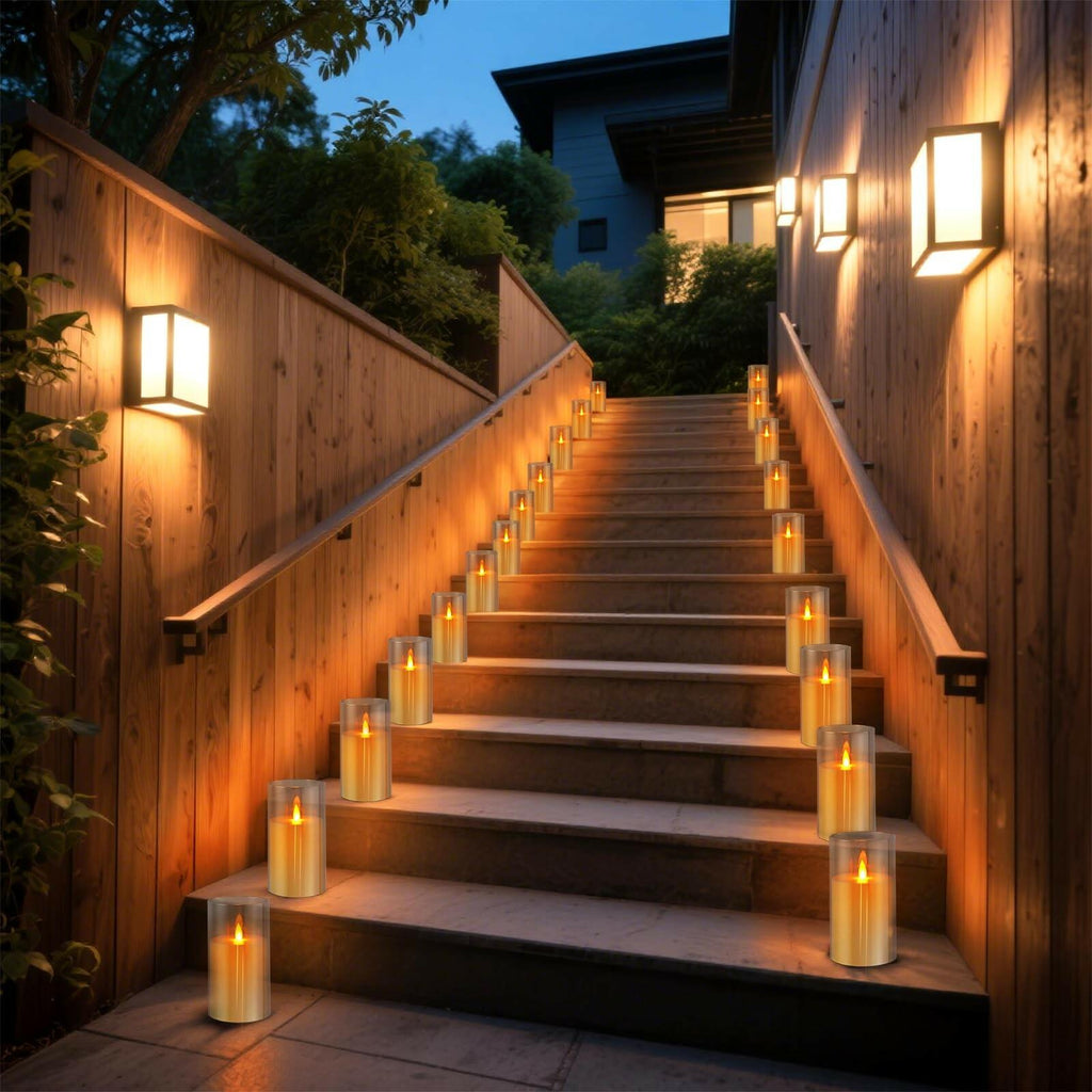 2 PACK wemarry Flameless Candles 4" 5" 6" Set of 2 Acrylic Glass Pillars 3"