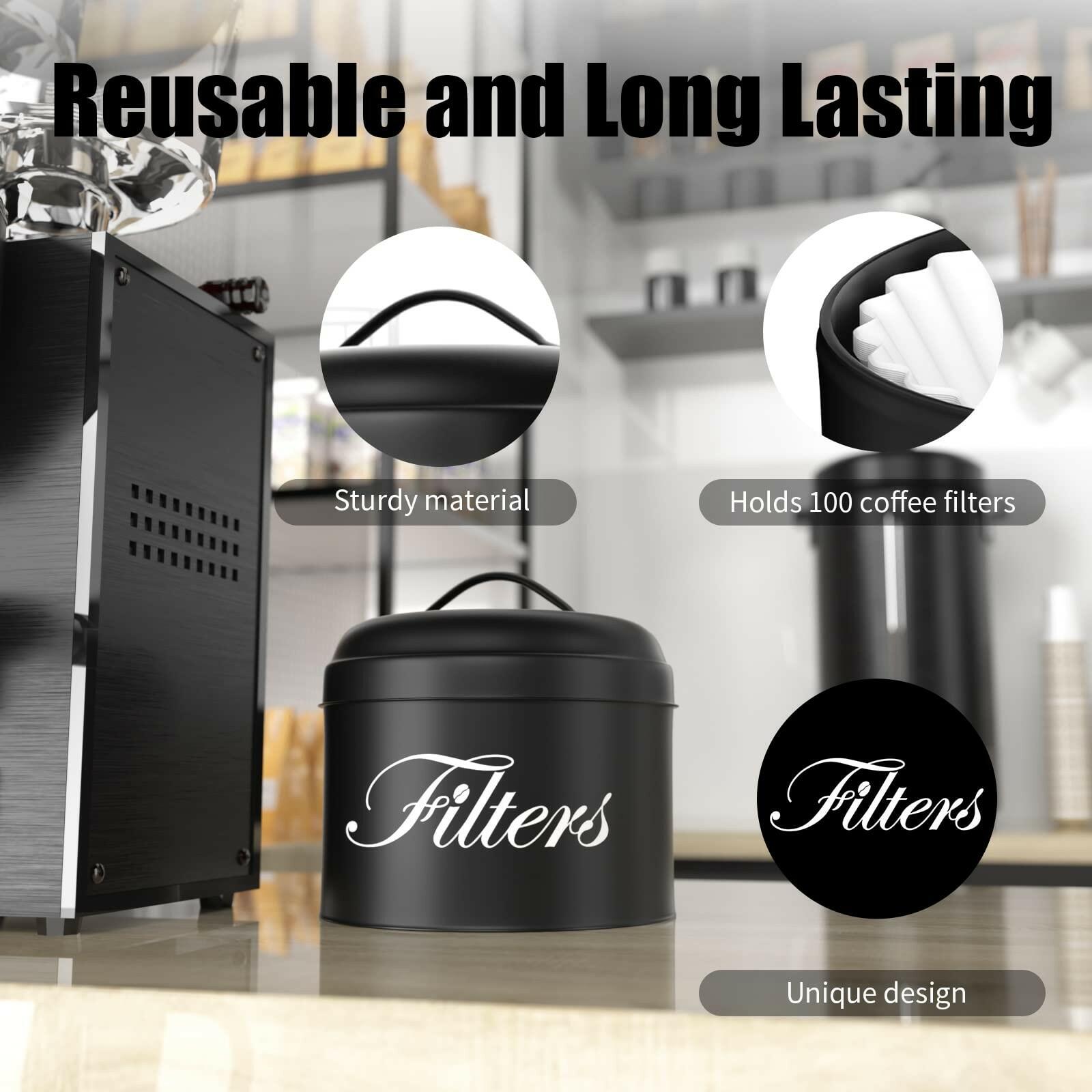 APOIMNA Coffee Filter Holder with Lid, Basket Storage Container for Counter,