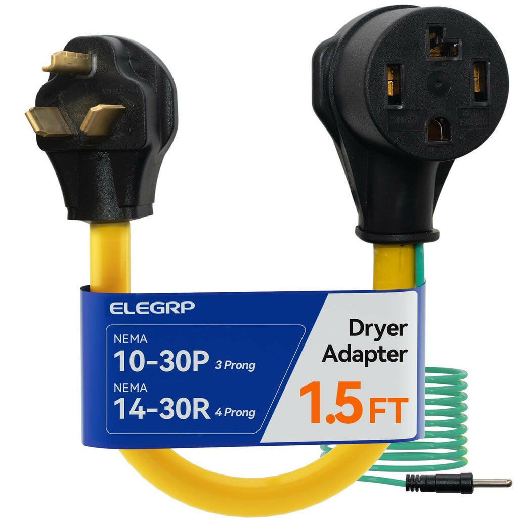 ELEGRP 1.5FT Dryer Adapter Cord NEMA 10-30P to 14-30R, 3 Prong Old House to 4