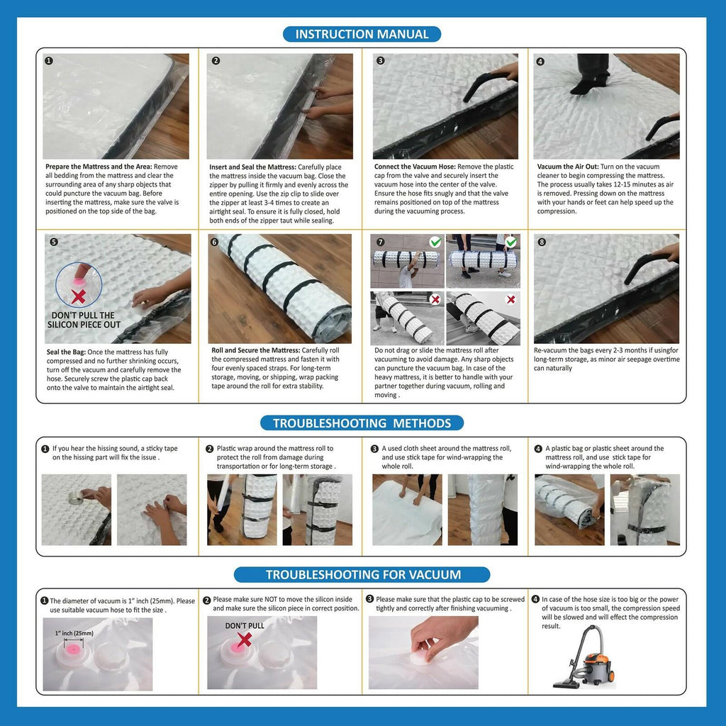 Storage Logic Foam Mattress Vacuum Bag for Moving, Storage, Vacuum Seal Mattress