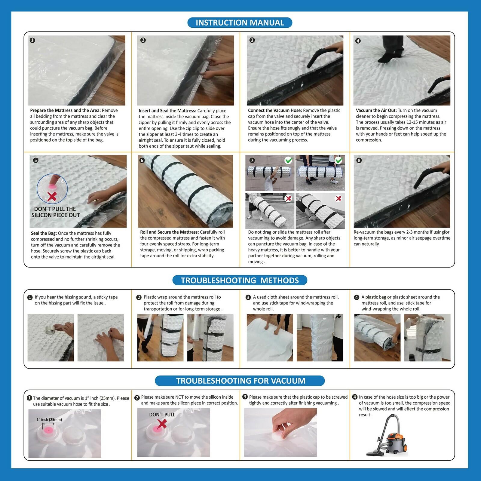Storage Logic Foam Mattress Vacuum Bag for Moving, Storage, Vacuum Seal Mattress